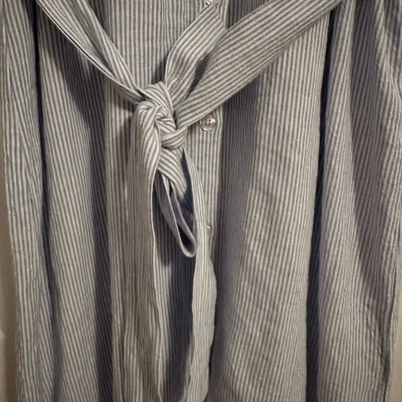 JustFab Linen Shirt Dress size XXL fits XL fits XL Blue White Stripes - Picture 11 of 13